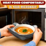4 Pcs Microwave Bowl Cozy Holders Gray & White Checkered Heat Resistant Microwave Bowl Holders for Hot Food Protect Hands from Hot Dishes Soft Fabric for Safe & Convenient Use in the Kitchen - Image 5