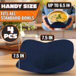 4 Pcs Microwave Bowl Cozy Holders Deep Navy Blue Microwave Bowl Holders for Hot Food Protect Hands from Hot Dishes Soft & Heat Resistant Fabric for Safe Heating & Convenient Use in the Kitchen - Image 2