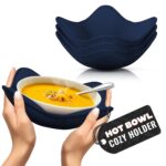 4 Pcs Microwave Bowl Cozy Holders Deep Navy Blue Microwave Bowl Holders for Hot Food Protect Hands from Hot Dishes Soft & Heat Resistant Fabric for Safe Heating & Convenient Use in the Kitchen