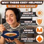 4 Pcs Microwave Bowl Cozy Holders Deep Navy Blue Microwave Bowl Holders for Hot Food Protect Hands from Hot Dishes Soft & Heat Resistant Fabric for Safe Heating & Convenient Use in the Kitchen - Image 4