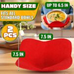 2 Pcs Red Microwave Bowl Holder 7.5 ×7.5 inch Microwave Bowl Cozy with Durable Heat Resistant Fabric for Hot Dishes Effortless Secure Serving of Hot Food Bowls Cups & Saucers - Image 2