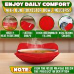 2 Pcs Red Microwave Bowl Holder 7.5 ×7.5 inch Microwave Bowl Cozy with Durable Heat Resistant Fabric for Hot Dishes Effortless Secure Serving of Hot Food Bowls Cups & Saucers - Image 3