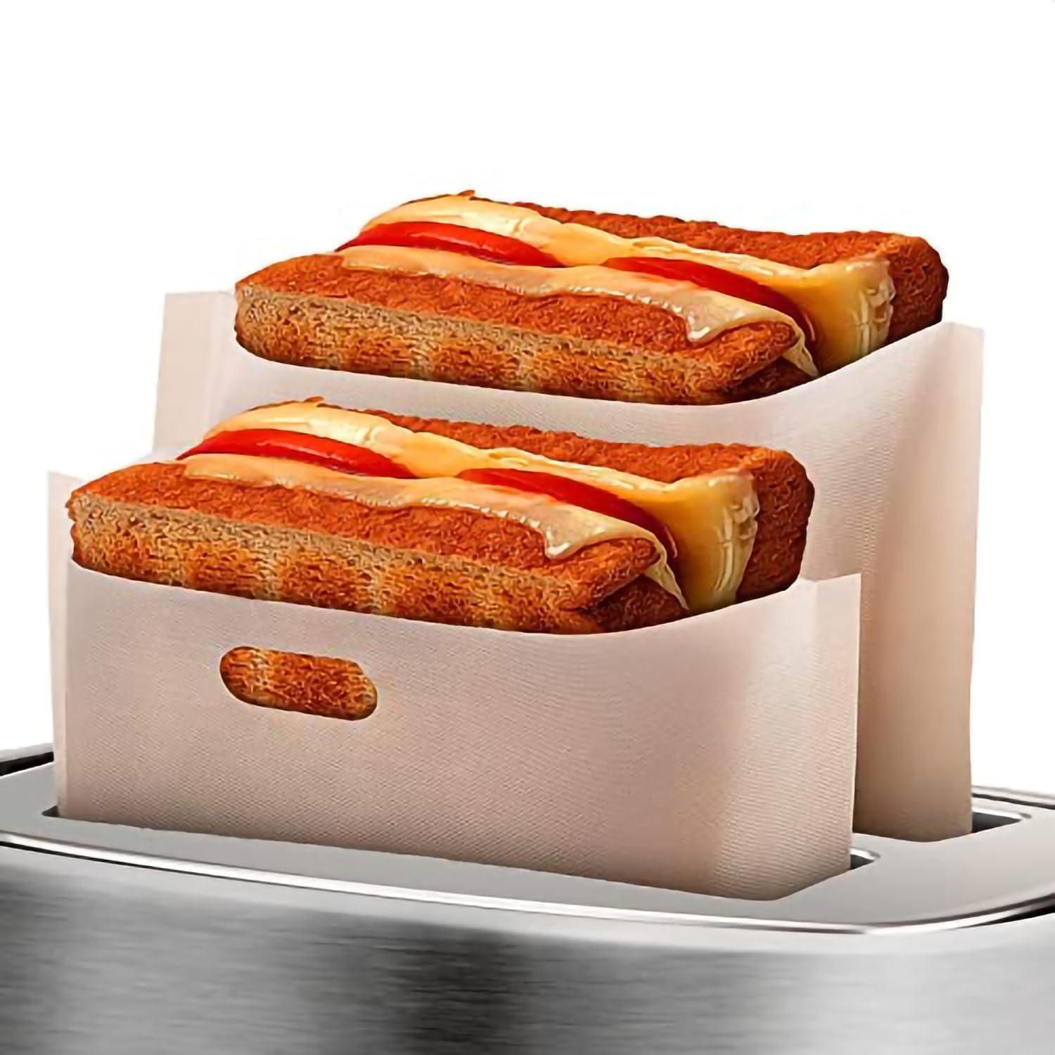 d010275a0e6.jpg 12Pcs Non Stick Toaster Bags Reusable 6.7 x7.5 inch Grilled Cheese Bags Heat Resistant & Easy to Clean Mess Free Toasting Sandwiches Panini & More Compatible with Toaster Oven Microwave & Grill - Image 1