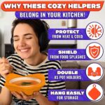 Microwave Bowl Holder Set of 5 Five Color Pack Microwave Bowl Holders for Hot Food 7.5 x7.5 inch Heat Resistant Fabric for Bowls Cups Saucers Machine Washable - Image 4