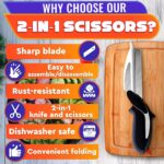 Kitchen Scissors for Food 2 in 1 Cutting Board Scissors & Knife with Locking Mechanism & Stainless Steel Blades Multifunctional Kitchen Shears for Effortless Chopping Slicing & Meal Prep - Image 4