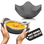 4 Pcs Microwave Bowl Holders for Hot Food 7.5 inch Gray Microwave Bowl Cozy Holders for Safe & Easy Handling of Hot Bowls Saucers & Cups Machine Washable Soft Textured Fabric for Hand Protection