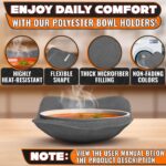 4 Pcs Microwave Bowl Holders for Hot Food 7.5 inch Gray Microwave Bowl Cozy Holders for Safe & Easy Handling of Hot Bowls Saucers & Cups Machine Washable Soft Textured Fabric for Hand Protection - Image 3