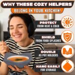 4 Pcs Microwave Bowl Holders for Hot Food 7.5 inch Gray Microwave Bowl Cozy Holders for Safe & Easy Handling of Hot Bowls Saucers & Cups Machine Washable Soft Textured Fabric for Hand Protection - Image 4