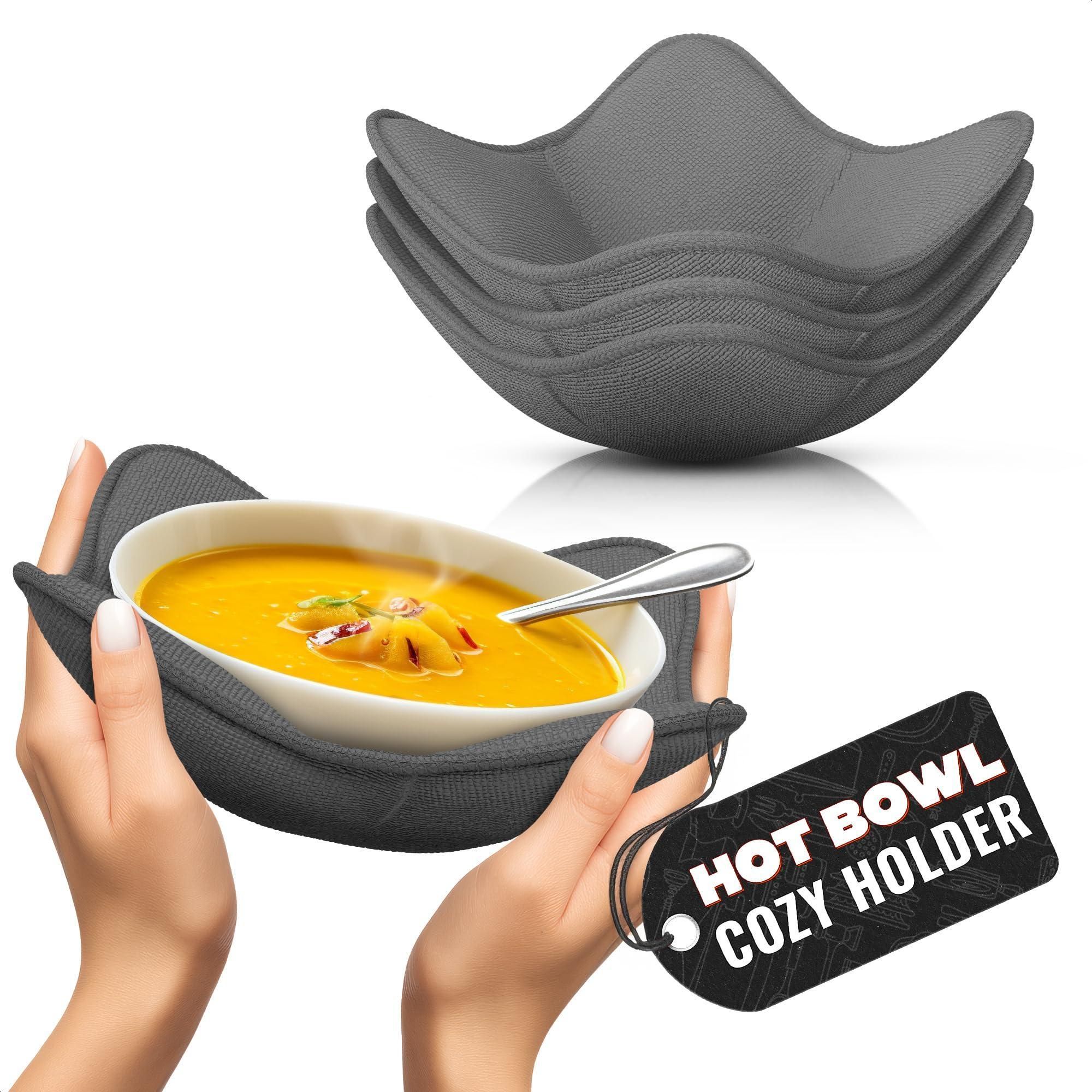 d010275pv2j.jpg 4 Pcs Microwave Bowl Holders for Hot Food 7.5 inch Gray Microwave Bowl Cozy Holders for Safe & Easy Handling of Hot Bowls Saucers & Cups Machine Washable Soft Textured Fabric for Hand Protection - Image 1