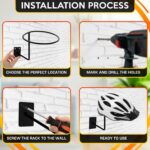 9 Pcs Helmet Holder Wall Mount Reliable Cowboy Hat Holder for Wall Made of Sturdy Metal Easy & Firm Installation for Convenient Storage of Helmets Hats & More 35 Lbs Max Load - Image 6