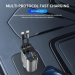 Retractable Car Charger 4 in 1 Fast Car Phone Charger 120W With USB Type C Cable - Image 4