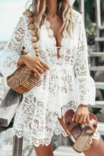 Lace Bathing Suit Cover Up Boho Beach Women Maxi Bikini Sundress Dress Summer US - Image 7