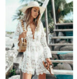Lace Bathing Suit Cover Up Boho Beach Women Maxi Bikini Sundress Dress Summer US - Image 8
