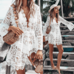 Lace Bathing Suit Cover Up Boho Beach Women Maxi Bikini Sundress Dress Summer US - Image 17