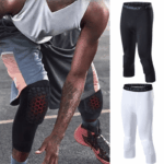 Men's Basketball Sports Tight Pants 3/4 Compression Workout Leggings Knee Pads - Image 9