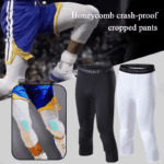 Men's Basketball Sports Tight Pants 3/4 Compression Workout Leggings Knee Pads - Image 14