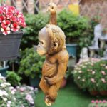Monkey Chimp Hanging Rope Garden Ornament Outdoor Statue Sculpture Resin Decor - Image 6