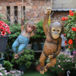 Monkey Chimp Hanging Rope Garden Ornament Outdoor Statue Sculpture Resin Decor - Image 10