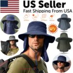 Wide Brim Sun Hat UV Protection Bucket Cap For Hiking Camping Fishing Safari Men - Image 2