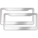 2PCS Chrome Stainless Steel Metal License Plate Frame Tag Cover With Screw Caps - Image 12