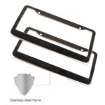 2PCS Chrome Stainless Steel Metal License Plate Frame Tag Cover With Screw Caps - Image 19