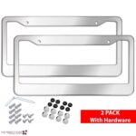 2PCS Chrome Stainless Steel Metal License Plate Frame Tag Cover With Screw Caps - Image 11
