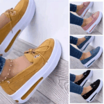 Women Block Shoes Slip On Closed Toe Platform Flat Wedge Casual Lace Up Sneakers - Image 18