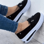 Women Block Shoes Slip On Closed Toe Platform Flat Wedge Casual Lace Up Sneakers - Image 4