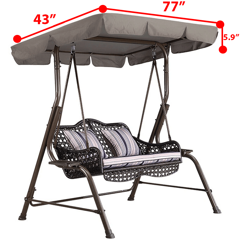 d0102777056.png 77"x43" Patio Outdoor Garden Swing 300D Canopy Replacement Porch Top Cover Seat - Image 1