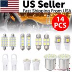 14Pcs T10 36mm LED Interior Car Accessories Kit Map Dome License Plate Lights