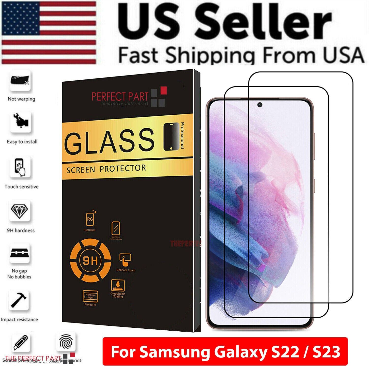d01027772t6.jpg 1-3 PACK For Samsung Galaxy S22 S23 PLUS ULTRA Tempered Glass Screen Protector - Image 1