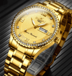 Waterproof Gold Men's Watch Classic Stainless Steel Quartz Analog Business Gift - Image 4