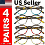 4 Pairs Mens Women Spring Hinge Round Horn Power Oval Reading Reader Glasses 1-4 - Image 3