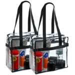 2x Clear PVC Tote Bag Women Large Transparent Handbag Zip Purse Stadium Security - Image 2