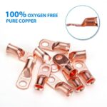 20PCS 1/0 AWG Gauge Copper Lugs W/ BLACK & RED Heat Shrink Ring Terminals Wire - Image 3