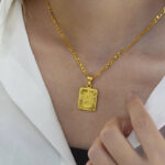 18" Gold Plated Initial Letter Pendant Necklace Stainless Steel Figaro Chain - Image 24