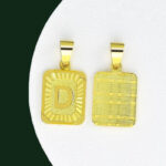 18" Gold Plated Initial Letter Pendant Necklace Stainless Steel Figaro Chain - Image 25