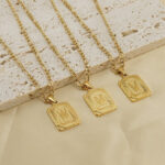 18" Gold Plated Initial Letter Pendant Necklace Stainless Steel Figaro Chain - Image 29