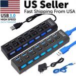 7 Port USB 2.0 / 3.0 Hub Splitter Adapter High Speed For PC Laptop Mac Desktop - Image 2