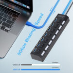 7 Port USB 2.0 / 3.0 Hub Splitter Adapter High Speed For PC Laptop Mac Desktop - Image 12