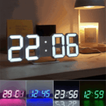 Digital 3D LED Big Wall Desk Alarm Clock Snooze 12/24 Hours Auto Brightness USB - Image 8