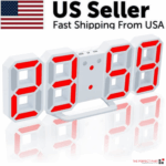 Digital 3D LED Big Wall Desk Alarm Clock Snooze 12/24 Hours Auto Brightness USB - Image 24