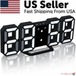 Digital 3D LED Big Wall Desk Alarm Clock Snooze 12/24 Hours Auto Brightness USB - Image 21