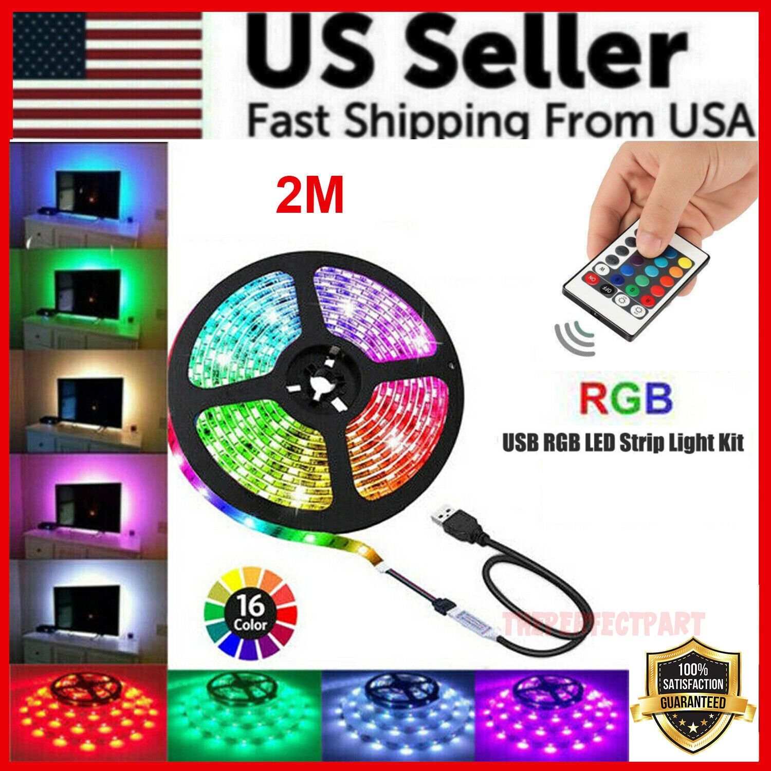 d0102777l2p.jpg 5V USB LED Strip Lights TV Back Light 5050 RGB Colour Changing with 24Key Remote - Image 1