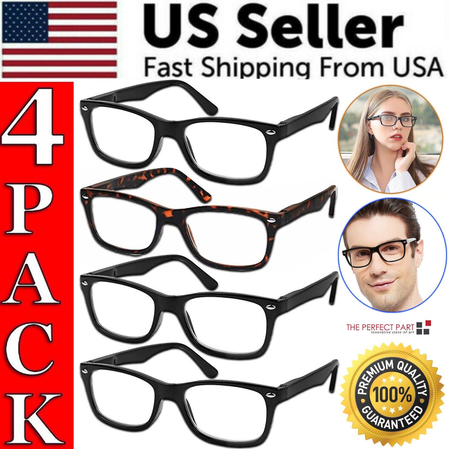 d0102777l3x.jpg Mens Womens Reading Glasses 4 Pairs Unisex Classic Retro Spring Hinge Readers - Image 1