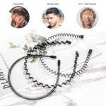 6Pcs Metal Hair Headband Wave Style Hoop Band Comb Sports Hairband Men Women US - Image 6