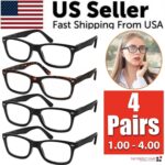 Mens Womens Reading Glasses 4 Pairs Unisex Classic Retro Spring Hinge Readers - Image 10