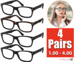 Mens Womens Reading Glasses 4 Pairs Unisex Classic Retro Spring Hinge Readers - Image 8