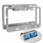 2PCS Bling License Plate Frame Glitter Crystal Sparkling Rhinestone Diamond Caps - Image 5