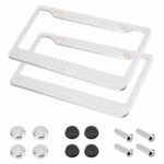 2PCS Bling License Plate Frame Glitter Crystal Sparkling Rhinestone Diamond Caps - Image 7